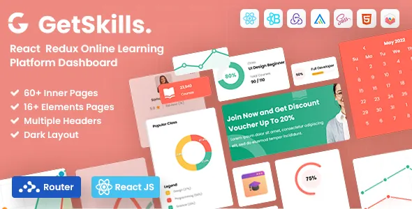 GetSkills React Redux Online Learning Admin Dashboard Template UI